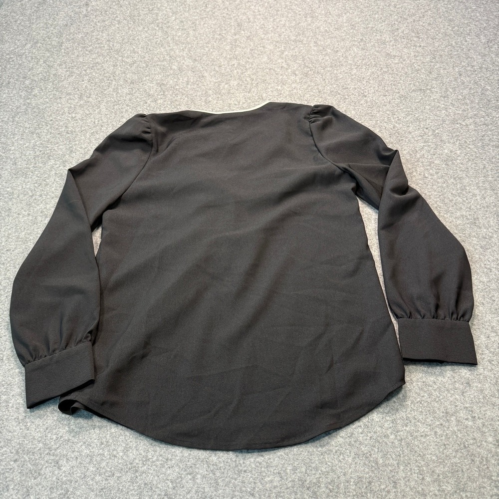 J.Crew Womens XXS Black Pink Ruffle Bib Long Sleeve Blouse New With Tags - Picture 7 of 8